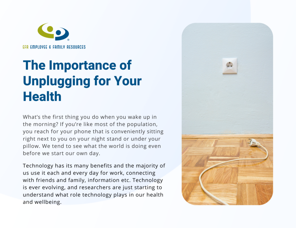 Tip Sheet The Importance of Unplugging for Your Health