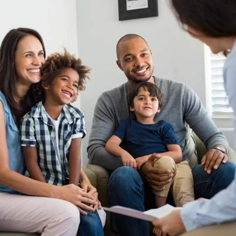 Family meeting a counselor