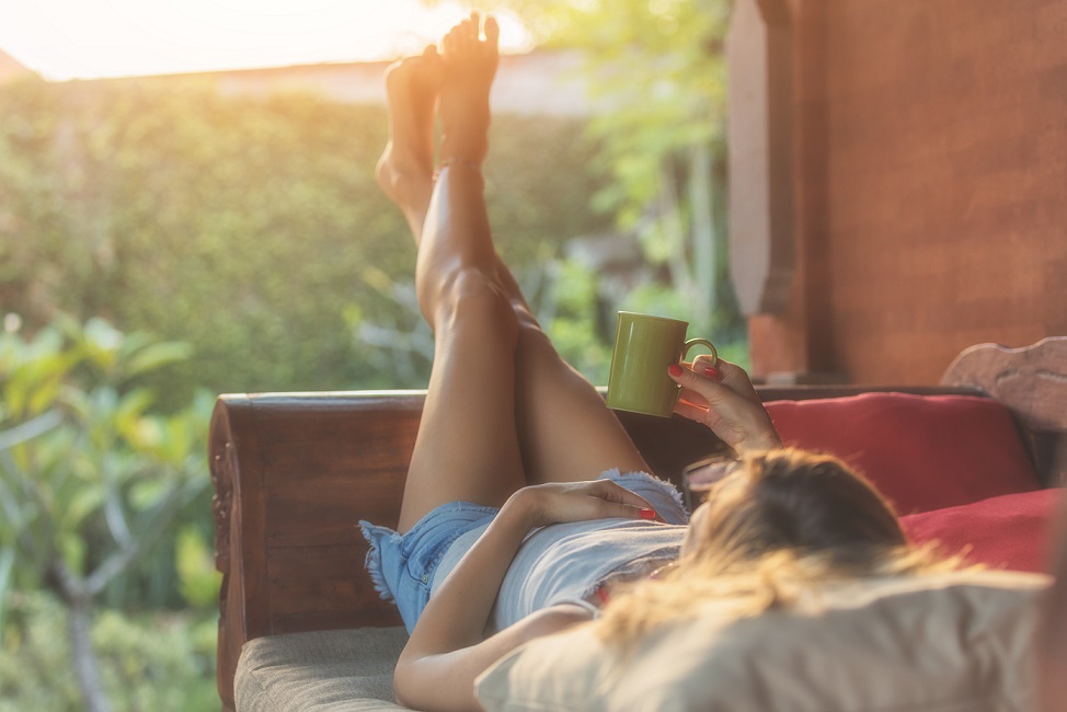 woman relaxing summer resting outside SM