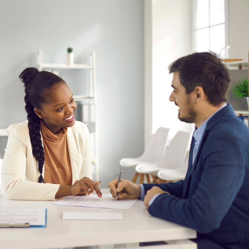 Legal documents being presented to a client