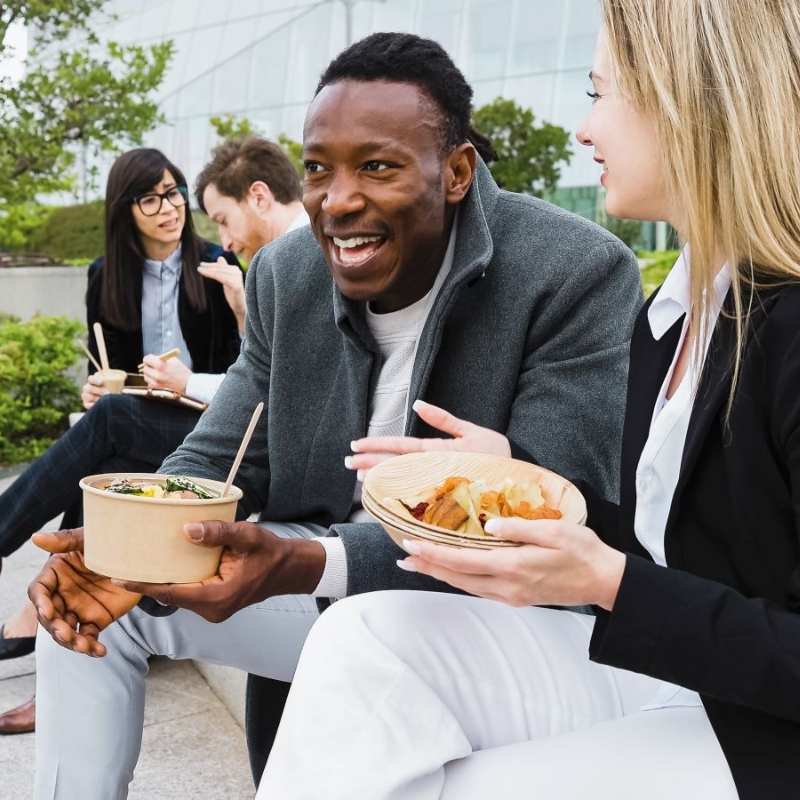 Individuals enjoying a healthy meal